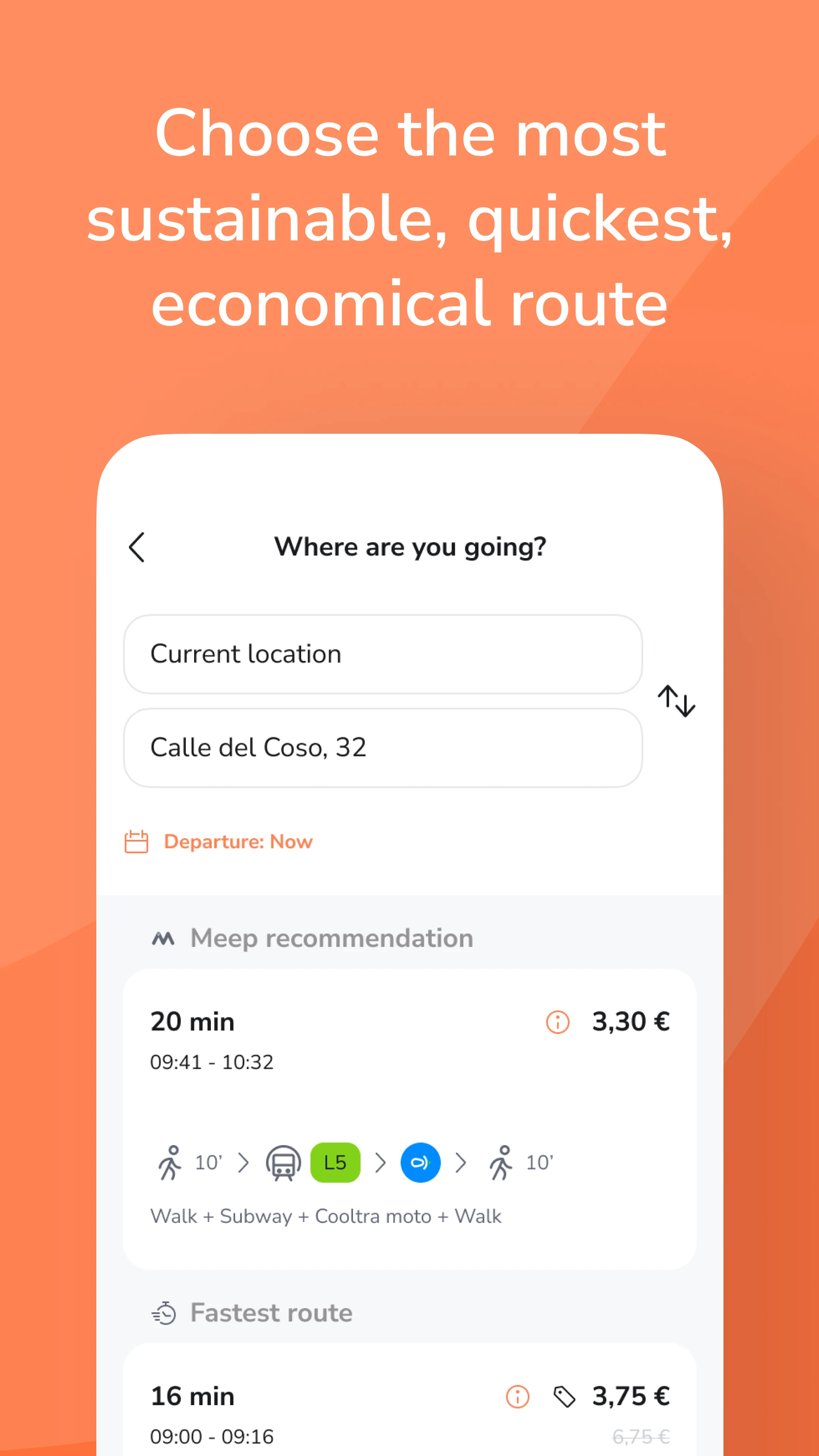 Meep - Personalized routes screenshot
